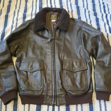 Mens Quartermaster Uniform Navy G2 Flight Jacket Leather Mouton Exc Cnd 42 Large