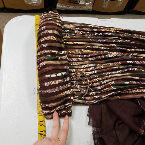 Vtg Y2K Forest Fairy Midi Dress Size 4 Petite Cocktail Event Artsy Brown Mesh - Picture 6 of 11