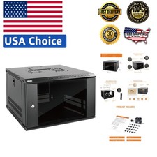 Elegant 6U Wall Mount Server Cabinet with Lockable Glass Door  Cooling Fan