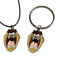 Vintage Taz Tas Tasmanian Devil Necklace Keychain Warner Bros Looney Tunes