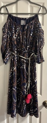 Fabulous Vanessa Virginia Anthropologie navy print dress size 8