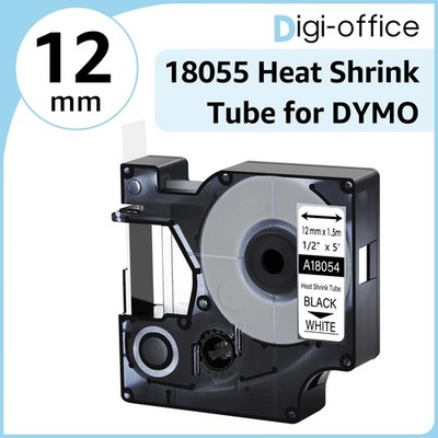 1/2 Industrial Black on White Heat Shrink Tube Label Tape for Dymo Rhino 4200