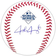 Josh Jung Signed Official 2023 WS Logo MLB Baseball Texas Rangers Beckett Wit