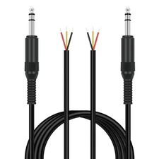 6.35mm 1/4" to Speaker Wire Adapter, 2-Pack 6ft 6.3mm TRS Stereo Male Plug to...