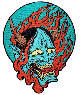 SAMURAI HANNYA ONI PATCH IRON ON SEW EMBROIDERED BADGE LARGE THICK HEAVY JAPAN