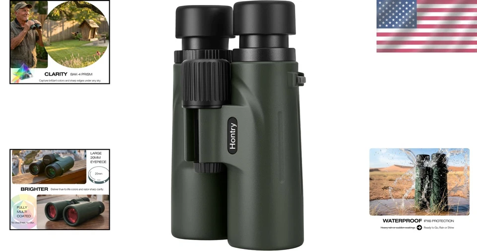 Rugged Green Binoculars, Compact Design, 8x Magnification - Image 2 of 4