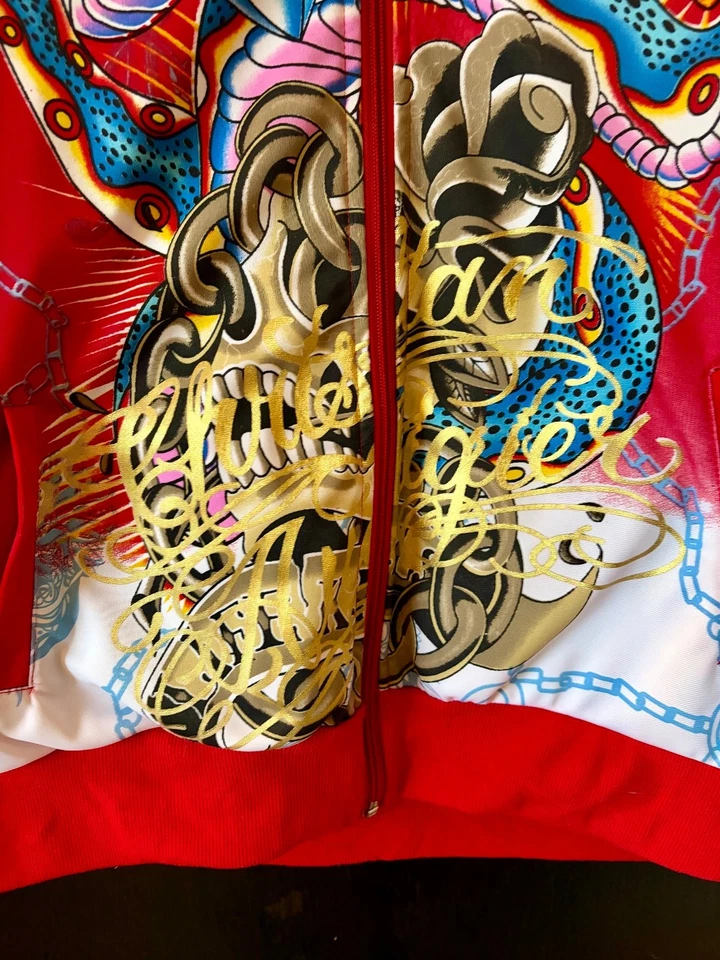 Chaqueta deportiva vintage Y2K Christian Audigier multicolor sobreimpresa talla XL para hombre Foto 4 de 4