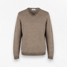 80s Vintage Tricots St Raphael Brown V Neck USA Made Soft Sweater Size Large