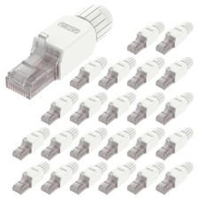 VCELINK RJ45 Connector ToolFree, CAT6A Field Termination Plug, Gold Plated Mo...