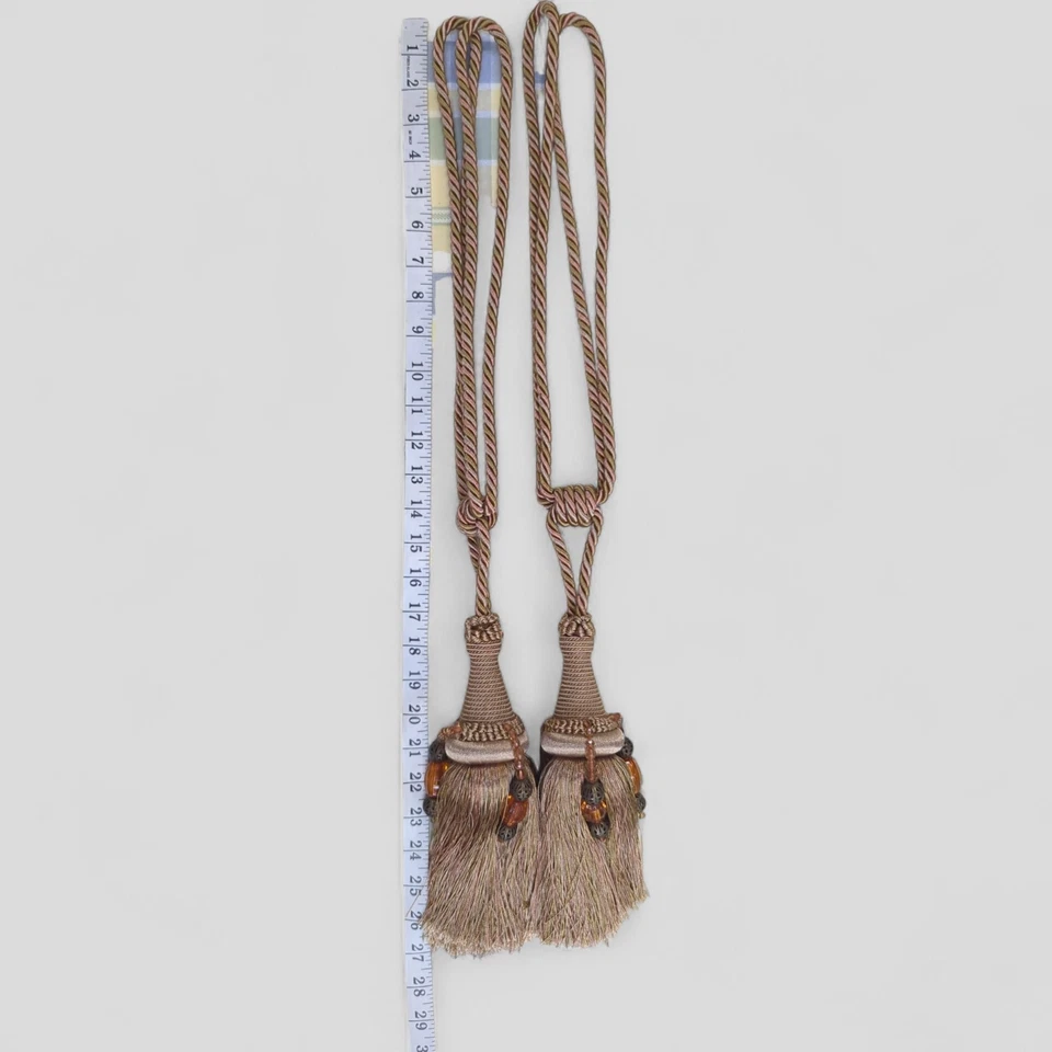 Cortina estilo victoriano borla lazo oro rosa/cobre cortina cristales estante Foto 2 de 4