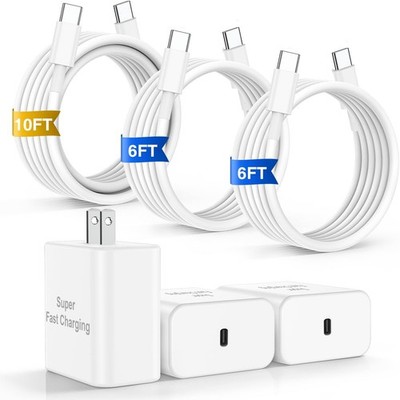 6FT Cable Included - 45W USB-C Wall Charger for iPhone 17/16 Fast Charging