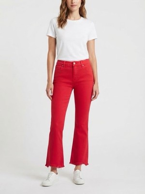 Risen Red Fashion Denim High-Rise Wide Leg Stretch Y2K Skater Jeans Size 6