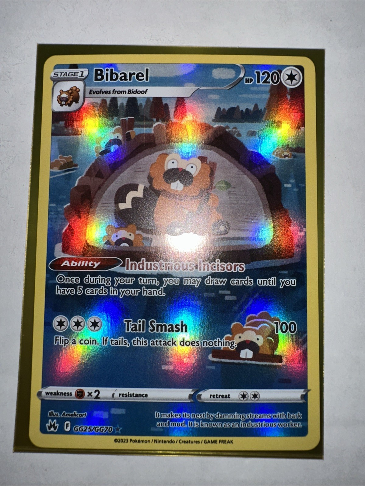 Pokemon TCG Bibarel GG25/GG70 Ultra Rare Crown Zenith: Galarian Gallery NM/Mint