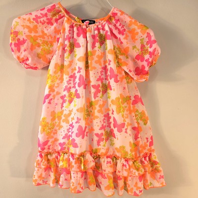 George Girls Dress Size 7-8 Butterfly Chiffon Fabric Ruffled Flare