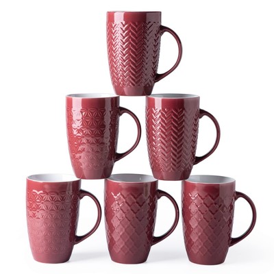 Extra Large Coffee Mugs Set of 6, 20oz Ceramic Tall Coffee Mugs with Textured...