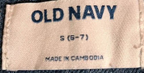 Old Navy Blue Cotton Overall Girls Size S(6-7) Jumper Denim Distressed - Picture 7 of 9