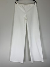 Valentino White Cotton Blend Wide Leg Trousers Pants  Size 10