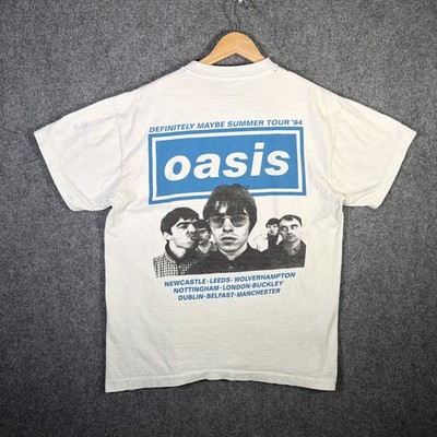 Vintage Oasis Shirt Mens Large White 90s 1994 Definitely Maybe Summer Tour RARE