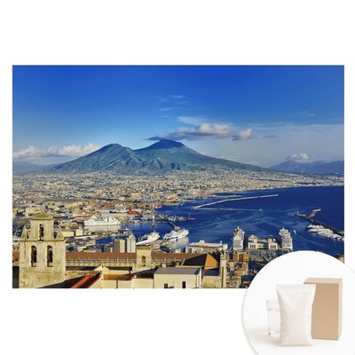 Wallpaper Paste Included A Picturesque Landscape With A Volcano And A Port