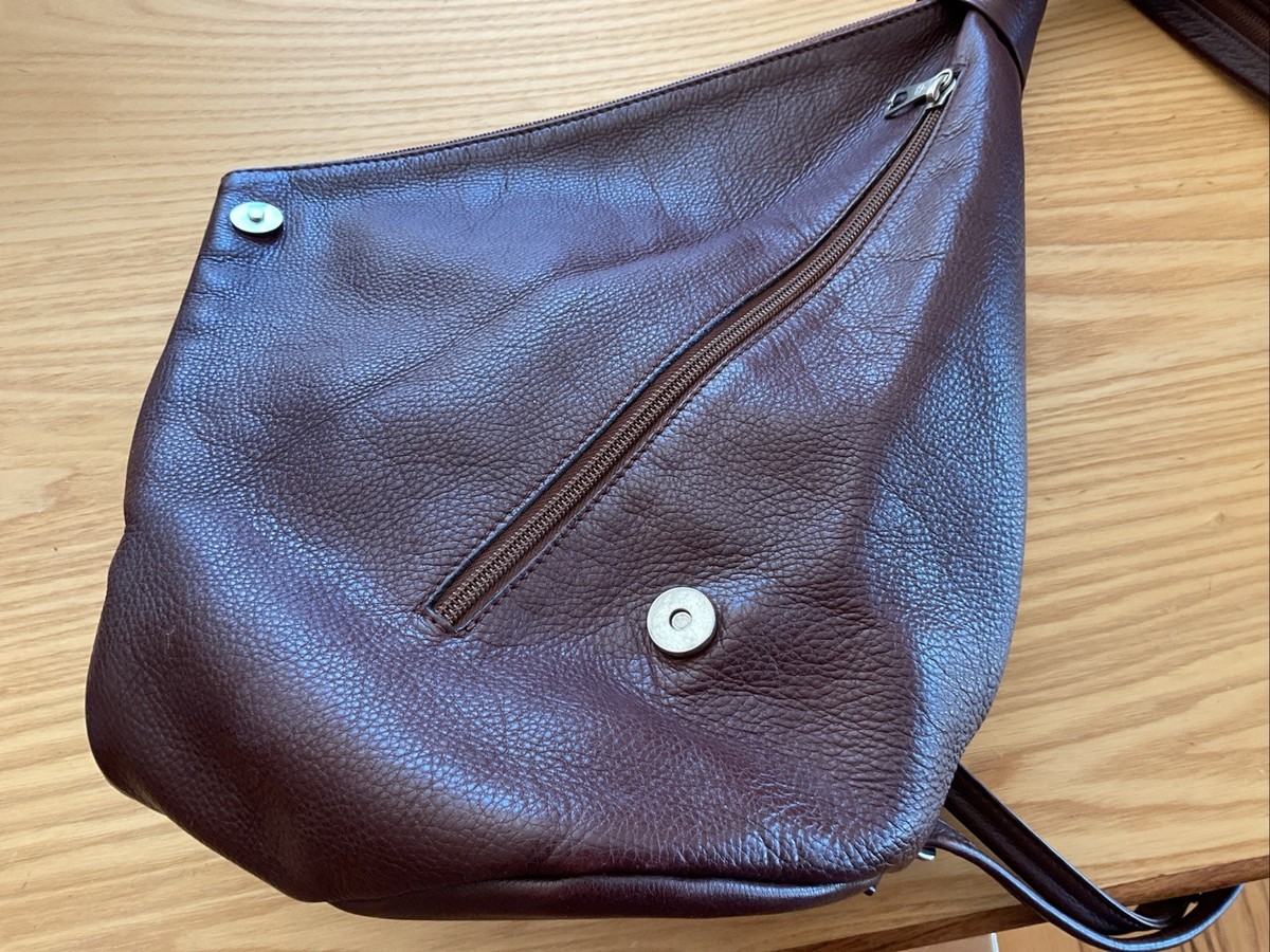 Cuoieria Fiorentina Genuine Italian Leather Convertible Backpack/Crossbody Bag Cuoieria Fiorentina Brown Leather Sling Crossbody Purse  main image 4