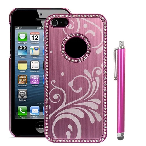 Bling Diamo Crystal Plastic Aluminum Decoration Case Cover Skin for iPhone 5 5s