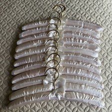 Lot 10 Vtg Padded  Satin Boudoir Lingerie Clothes Matching Hangers White