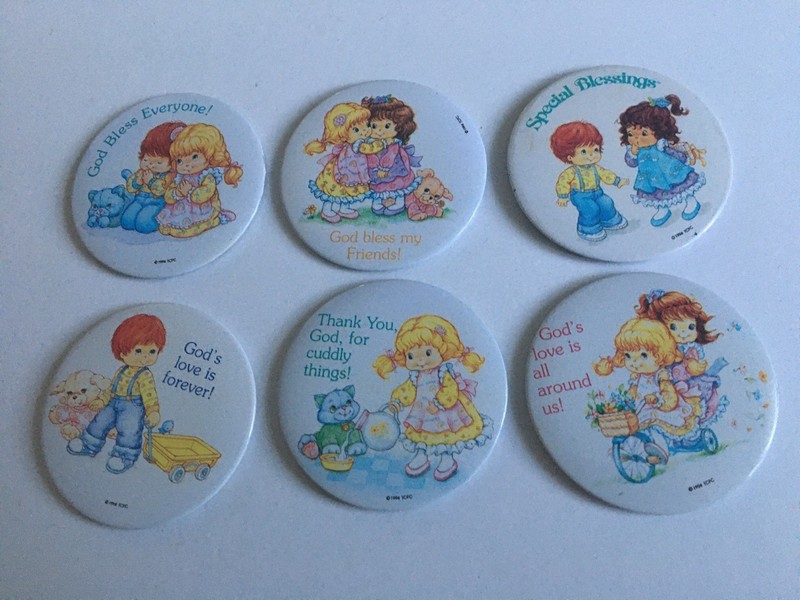 TCFC Lot Of 6 Religious Faith Buttons 3” Safety Pin Backing 1994