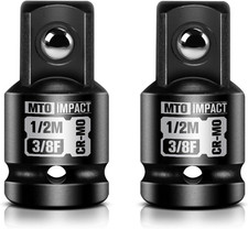 2-Piece 3/8" Female to 1/2" Male Impact Socket Adapter Set, 3/8" Drive Impact Dr