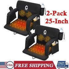 2pcs Heated Stadium Seats 25" Bleacher Chair with Back Support 3 Heat Settings