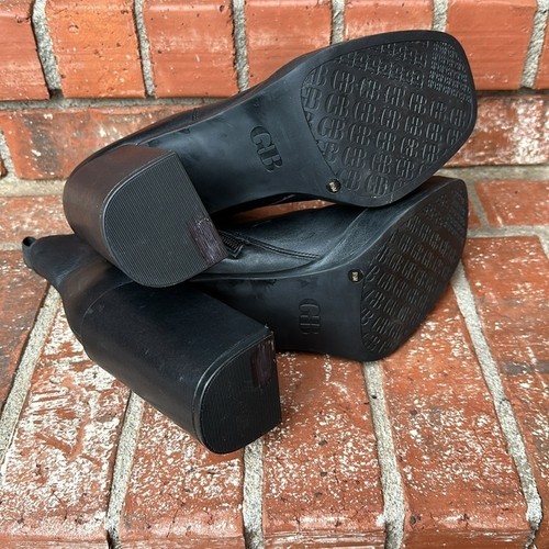 Stivali Chelsea Gianni Bini Ah Mazed in pelle nera plateau tacco a blocco misura 9,5 - Foto 6 di 8