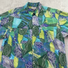 Men's XL Vintage GUESS Georges Marciano Button Front Shirt Great Blue Abstract
