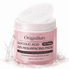 Glycolic Acid 20 Resurfacing Pads 50 Count , Exfoliating Peel Pads for Face, S