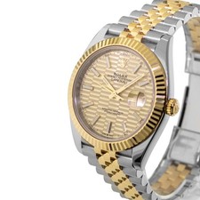 Rolex Datejust 41mm 18K Yellow Gold & Steel Champagne Motif Dial, Fluted 126333