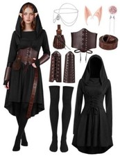 10 Pcs Women Renaissance Halloween Fairy Costumes Medieval Elf X-Large Black