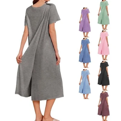 Hospital Gown with Snap Tear Away Recovery-Dress Short Sleeve Adaptive Clothing/ - Image 1 of 4