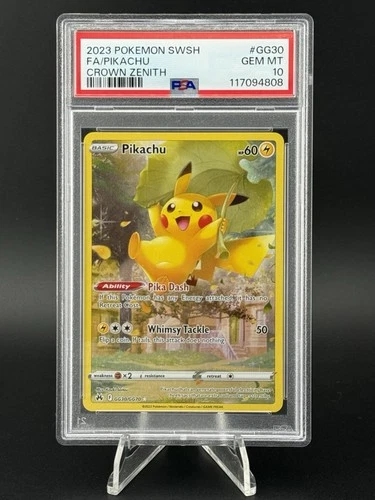 2023 POKEMON SWORD & SHIELD CROWN ZENITH #GG30 FULL ART/PIKACHU PSA 10