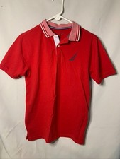 Boy's Nautica Size XL 18/20 - Red Short Sleeve Collared Polo Top Shirt