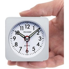 Ultra Small Battery Powered Travel Alarm Clock with Snooze Function and LED