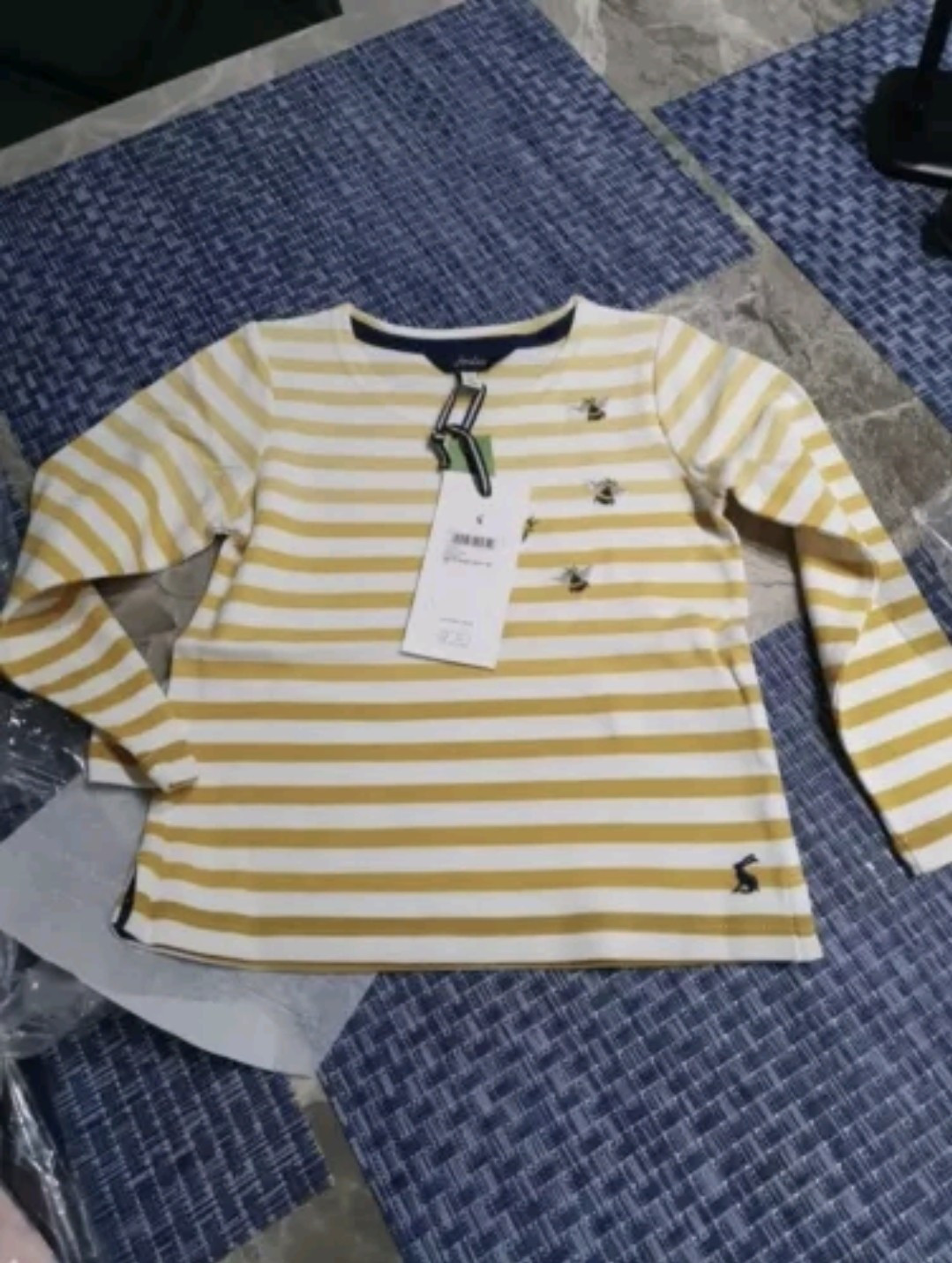 Joules 1 Years Kids Harbour Luxe Gold Stripe Cotton Top - RRP £29.95