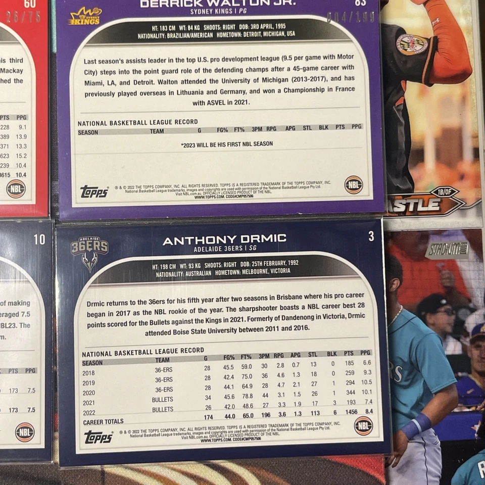 2022-23 Topps NBL National Basketball League Gold, Fuchsia, Aqua & Blue Border + - Image 3 of 4