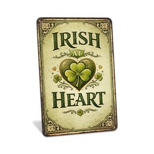 Irish At Heart Metal Sign, Vintage St. Patrick's Day Decor, Irish Gift