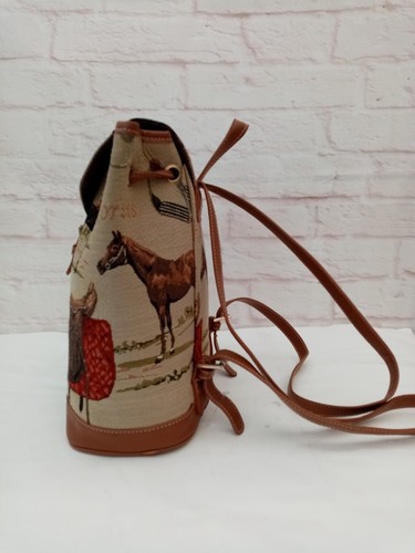 Signare Backpack Ruck Sack Bag Horses Multi Tan Tapestry Equestrian Travel - Picture 5 of 17
