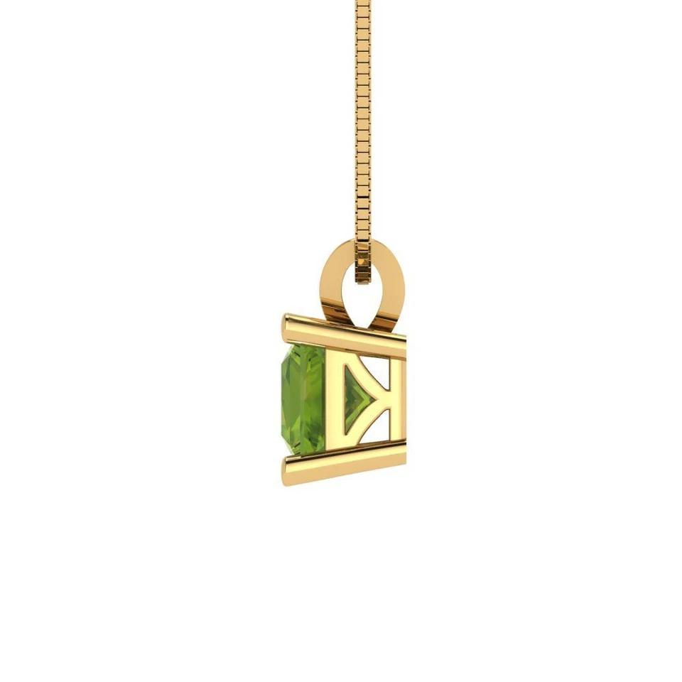 0.5 cttw Silver Pendant and 16" Necklace - Yellow Gold Plated - 4.5mm Peridot - Image 3 of 4