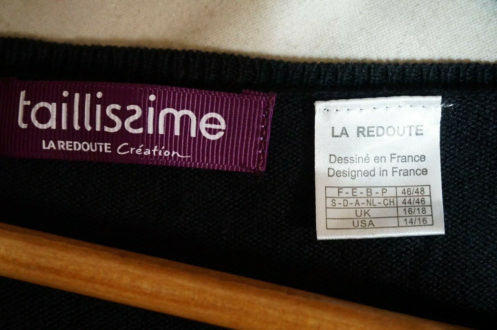 Black knitted cotton mix empire line button jumper 16/18 Taillissime La Redoute image 6