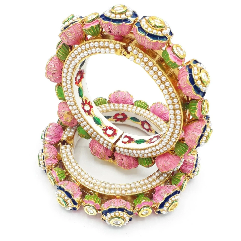 Bollywood Pakistanische Indisch Goldfarben Braut Kundan Armreif Armband Schmuck - Bild 2 von 4