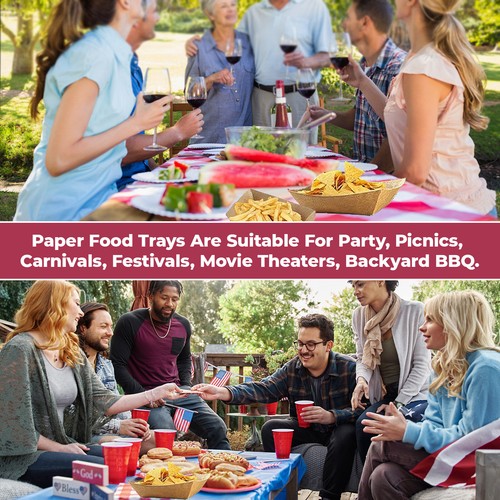 Compostable Kraft Paper Food Tray Cardboard Serving Plates For Takeaways Picnics - 第 4/13 張圖片