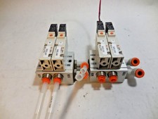 SMC VQZ215 Solenoid Valve Double Block Assembly, Fittings 0.1 1.0 MPa Lot of 2
