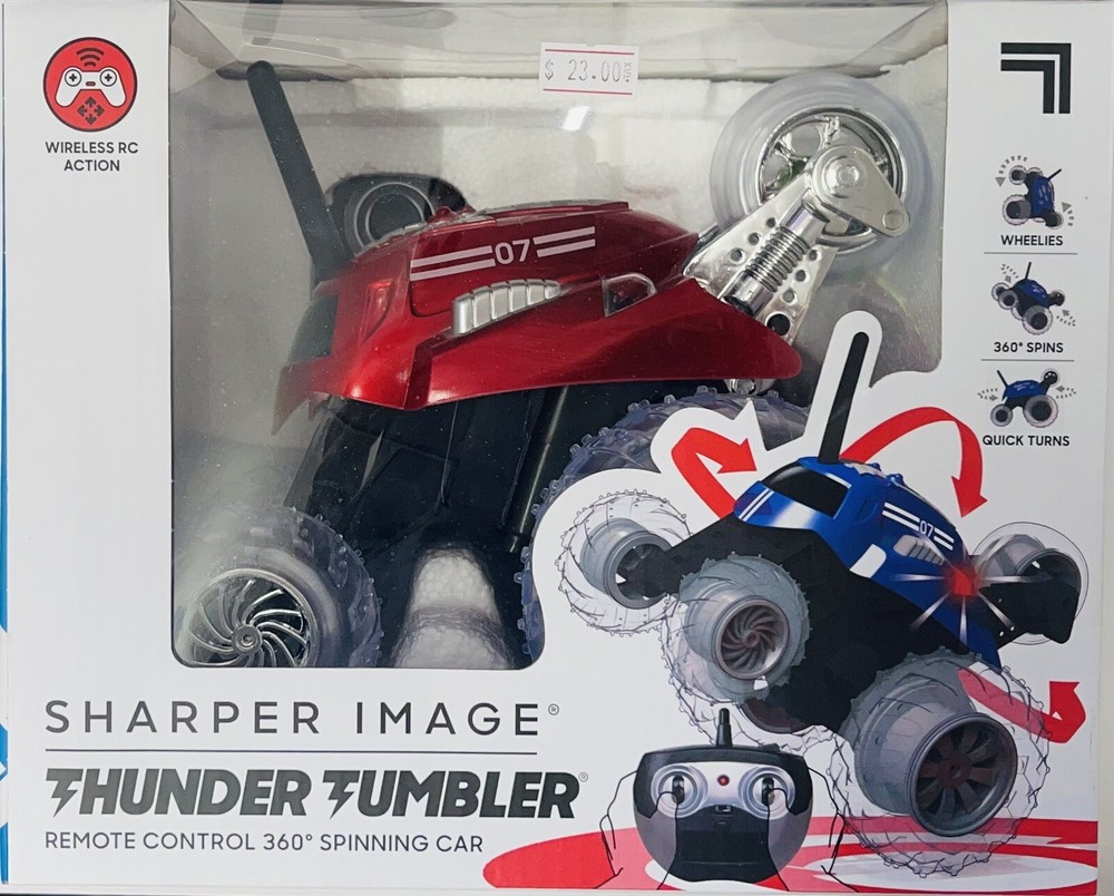 Sharper Image Thunder Tumbler 27MHz Remote Control 360 Degree Spinning Car Red