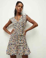 VERONICA BEARD $398 Jackson Floral Print Shirred Tie Strap Dress Size 2
