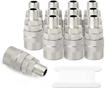 12PCS 1/2-Inch Male Industrial Quick Connect Air Coupler 1/4 Basic Flow